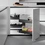 Emuca Rinconero extraíble Harmony para muebles de cocina, Derecha, Acero y Madera, Gris antracita