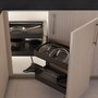 Emuca Rinconero extraíble Harmony para muebles de cocina, Derecha, Acero y Madera, Gris antracita