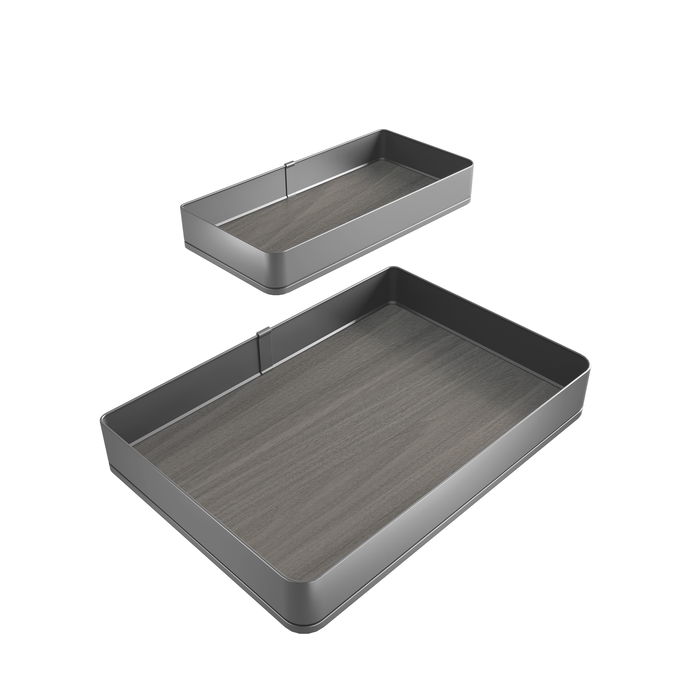 Emuca Rinconero extraíble Harmony para muebles de cocina, Derecha, Acero y Madera, Gris antracita