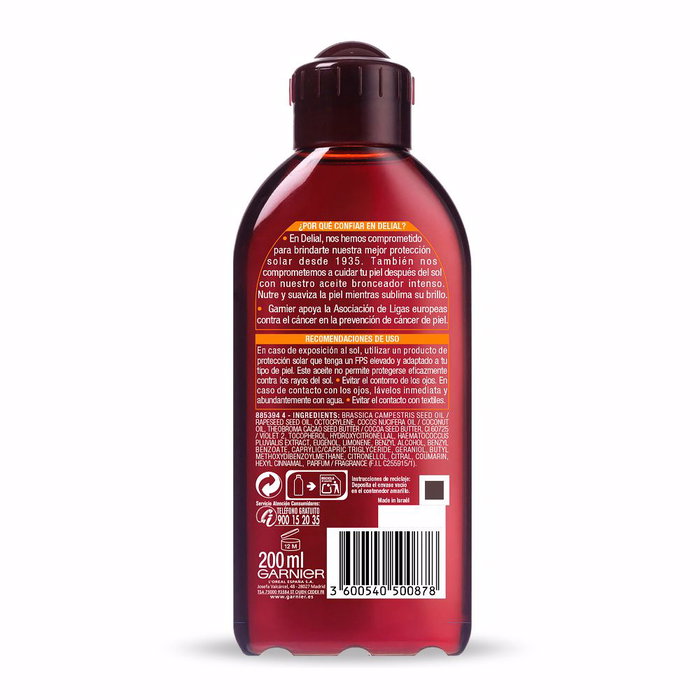 Garnier Delial Ideal Bronze Aceite Bronceador Intenso Nutritivo - Spray 200 ml para Pieles Muy Morenas y Ya Bronceadas