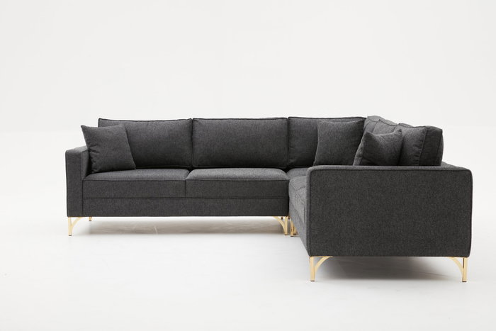 Atelier Del Sofa Sofá Esquinero Antracita y Oro 258x258cm, Confort y Lujo para su Salón Atelier Del Sofa Sofá Esquinero Antracita y Oro 258x258cm, Confort y Lujo para su Salón