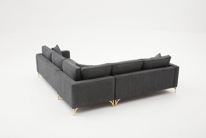 Atelier Del Sofa Sofá Esquinero Antracita y Oro 258x258cm, Confort y Lujo para su Salón Atelier Del Sofa Sofá Esquinero Antracita y Oro 258x258cm, Confort y Lujo para su Salón