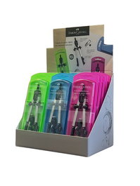 Compas Faber-Castell Ajuste Rapido Colores Neon Expositor De 15