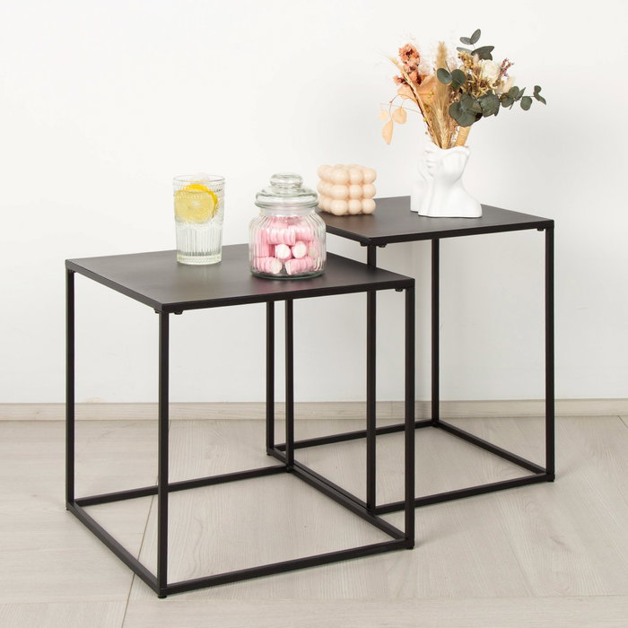 MAX HOME-SET 2 Mesas Auxiliares de Metal