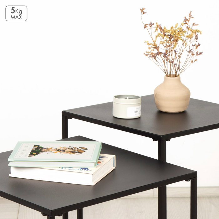 MAX HOME-SET 2 Mesas Auxiliares de Metal