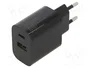 Gembird TA-UC-PDQC20-01-BK Cargador de 20 W con puertos USB-C y USB-A, Negro