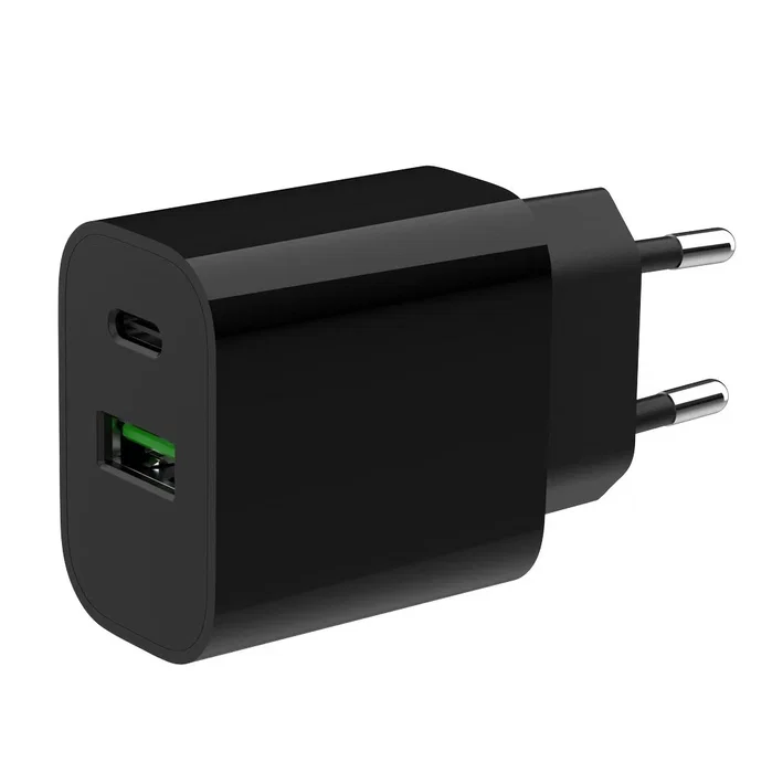 Gembird TA-UC-PDQC20-01-BK Cargador Rápido USB 20W con 2 Puertos (USB-C PD y USB-A QC 3.0), Protecciones Inteligentes, Negro