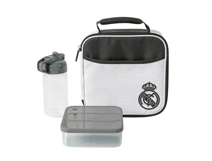 SAFTA Bolsa porta alimentos térmica Real Madrid con tupper y botella SAFTA Bolsa porta alimentos térmica Real Madrid con tupper y botella