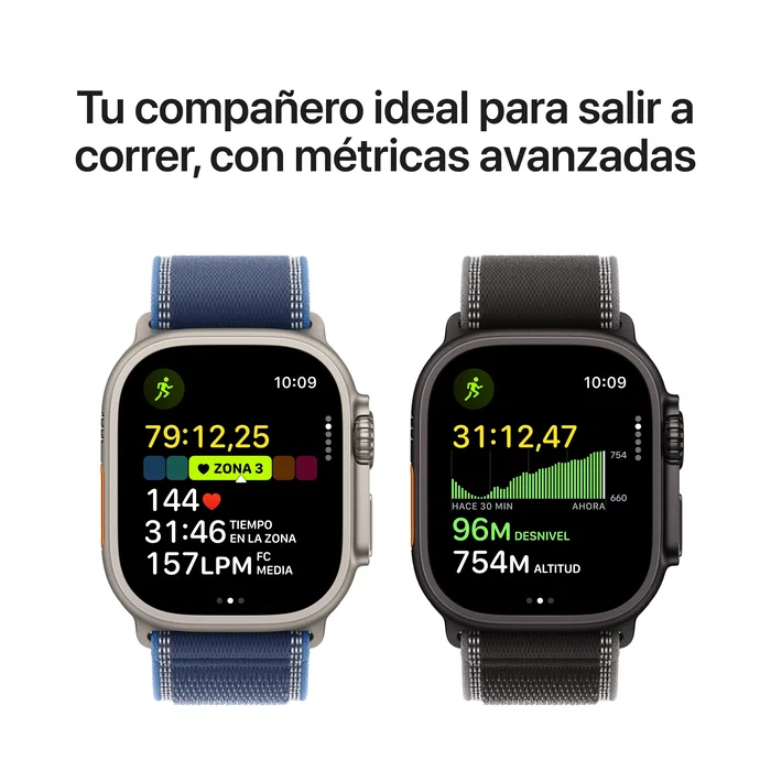 Apple Watch Ultra 3 GPS + Cellular 49mm Titanio Negro con Correa Milanese Loop Negra L