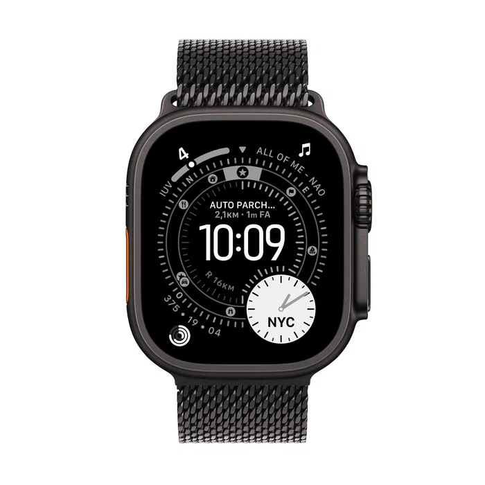 Apple Watch Ultra 3 GPS + Cellular 49mm Titanio Negro con Correa Milanese Loop Negra L