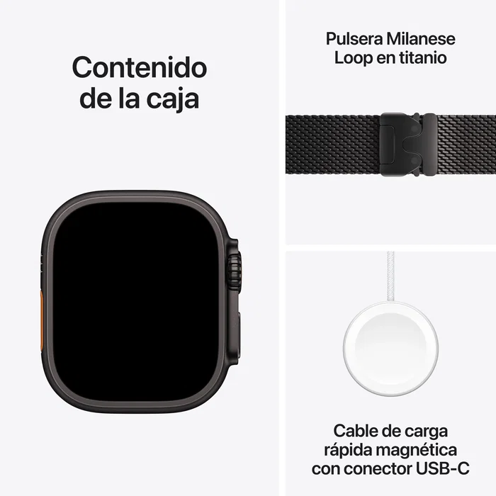 Apple Watch Ultra 3 GPS + Cellular 49mm Titanio Negro con Correa Milanese Loop Negra L