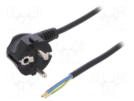PLASTROL Cable de alimentación H03VV-F, OMY 3x1mm2 negro 3m