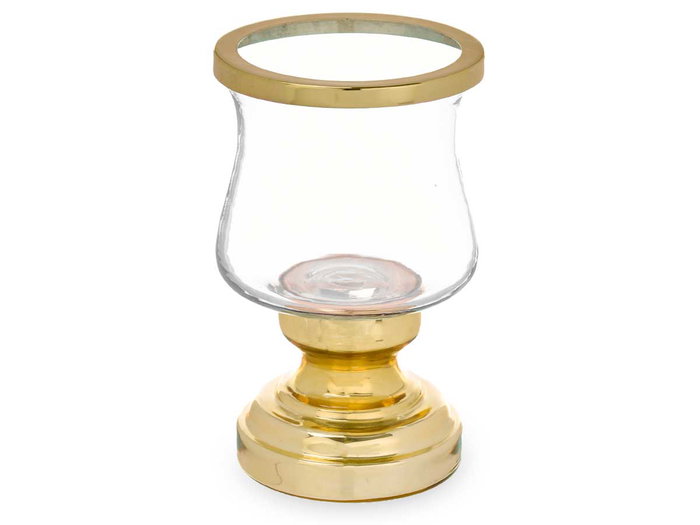 Giftdecor Portavela Copa Dorada Cristal y Acero 12 cm x 19.5 cm x 12 cm (Set de 6)