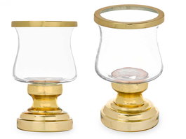 Giftdecor Portavela Copa Dorada Cristal y Acero 12 cm x 19.5 cm x 12 cm (Set de 6)