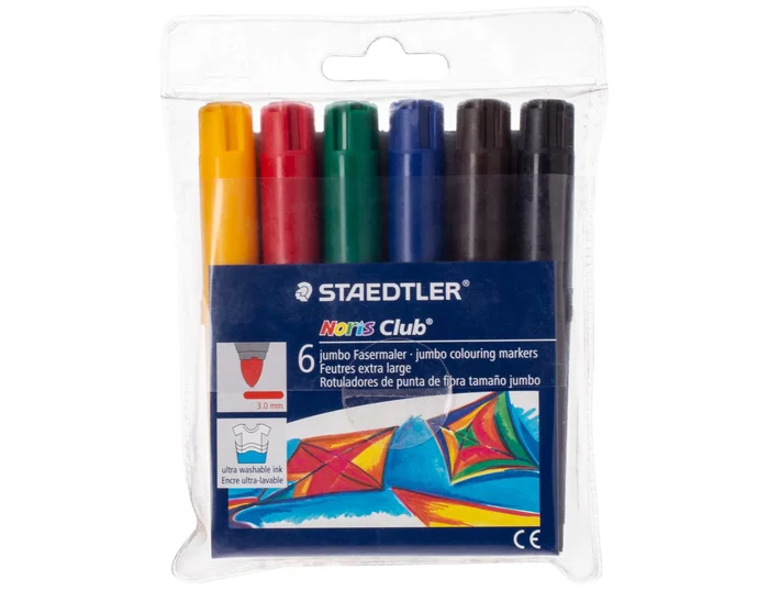 Staedtler Noris Club Estuche de 6 Rotuladores de Colores Surtidos, Punta de 3 mm