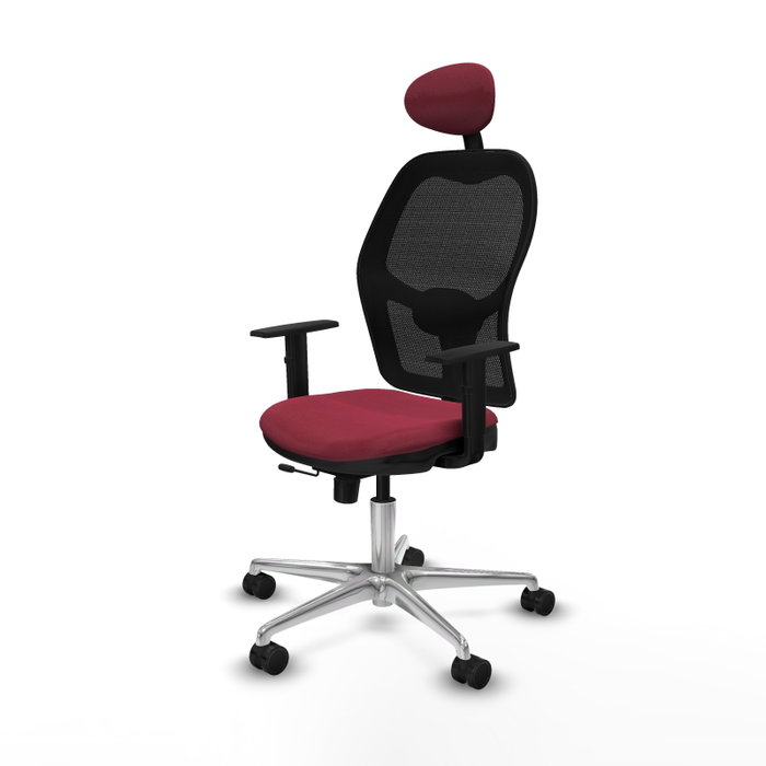 PIQUERAS Y CRESPO Silla de oficina Jorquera con mecanismo Sincro/Traslack en Granate y Negro