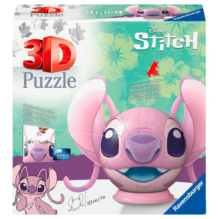 Ravensburger Puzzle Ball 3D Angel Lilo y Stitch 11639 Disney 72 Piezas para Niños +6 Años