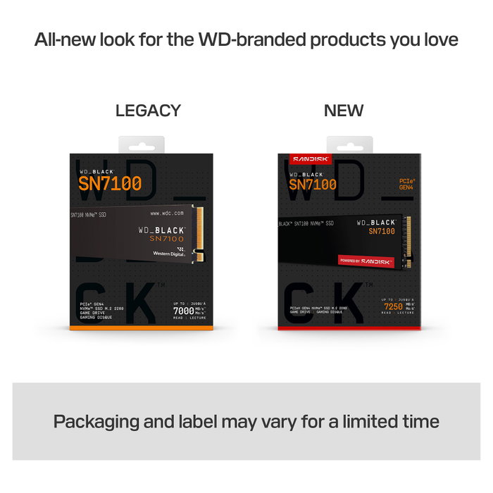 Western Digital WD_BLACK SN7100 1 TB SSD NVMe M.2 2280 PCIe Gen4 Western Digital WD_BLACK SN7100 1 TB SSD NVMe M.2 2280 PCIe Gen4
