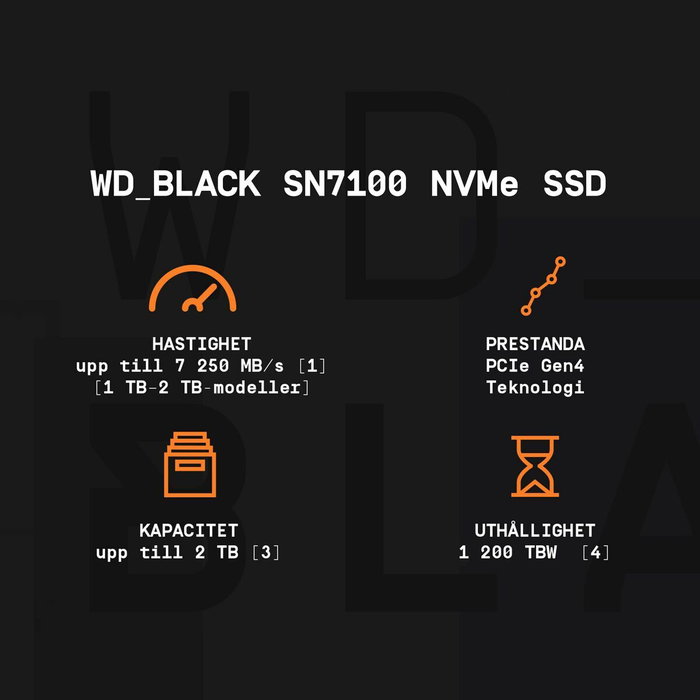 Western Digital WD_BLACK SN7100 1 TB SSD NVMe M.2 2280 PCIe Gen4 Western Digital WD_BLACK SN7100 1 TB SSD NVMe M.2 2280 PCIe Gen4
