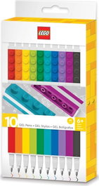 LEGO Set de 10 bolígrafos de tinta gel con colores variados y piezas LEGO de 1x4