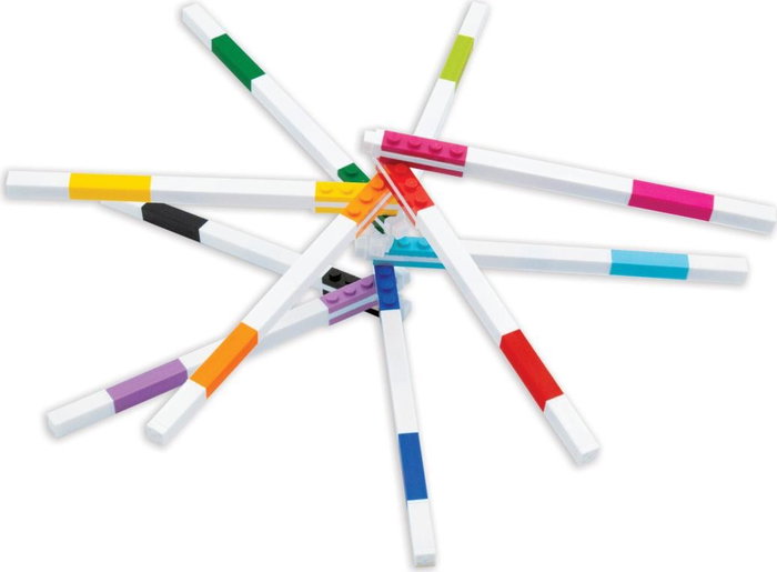 LEGO Set de 10 bolígrafos de tinta gel con colores variados y piezas LEGO de 1x4