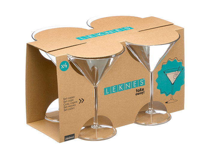 Leknes Set 4 Copas 260 ml Acrílico Transparente 30 x 17.8 x 23.5 cm (Set de 6)