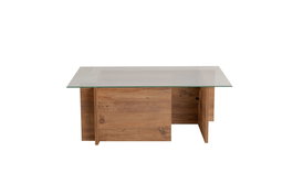 Vetrino Mesa de Centro de Cristal Templado Pino Atlántico 105x65x40 cm