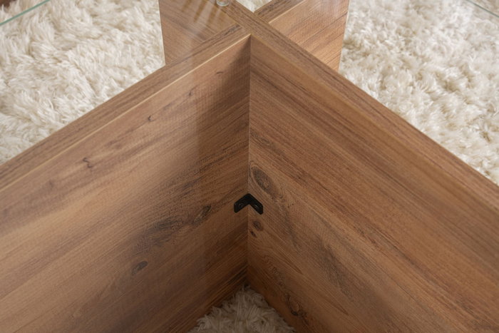 Vetrino Mesa de Centro de Cristal Templado Pino Atlántico 105x65x40 cm