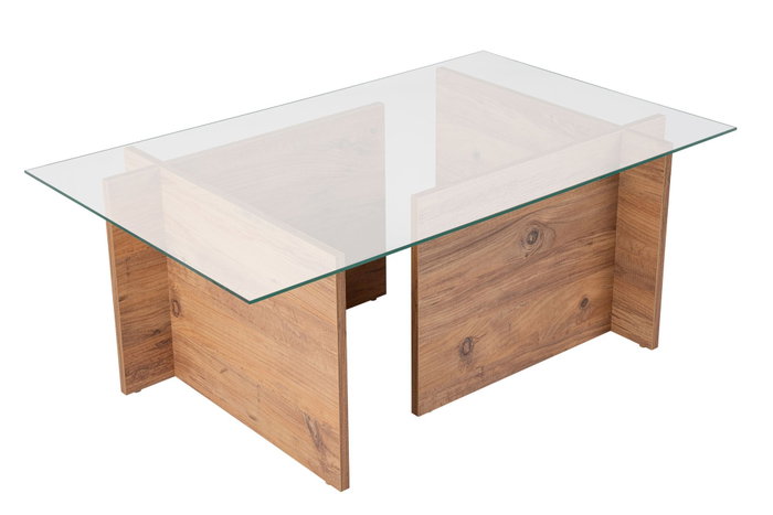 Vetrino Mesa de Centro de Cristal Templado Pino Atlántico 105x65x40 cm