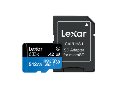 Lexar LSDMI512BB633A Tarjeta MicroSDXC de 512 GB, UHS-I U3 V30, Velocidad de Lectura 100 MB/s