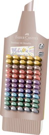Marcador Fluor Faber-Castell Textliner 1546 Metalico Surtido Expositor De 60 (10 Oro, 5 Plata, 10 Rubí, 10 Verde, 5 Azul, 5 Rosa, 10 Rojo, 5 Violeta)