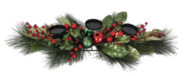 DKD Home Decor Portavelas de PVC y Metal Verde y Rojo para 3 Velas