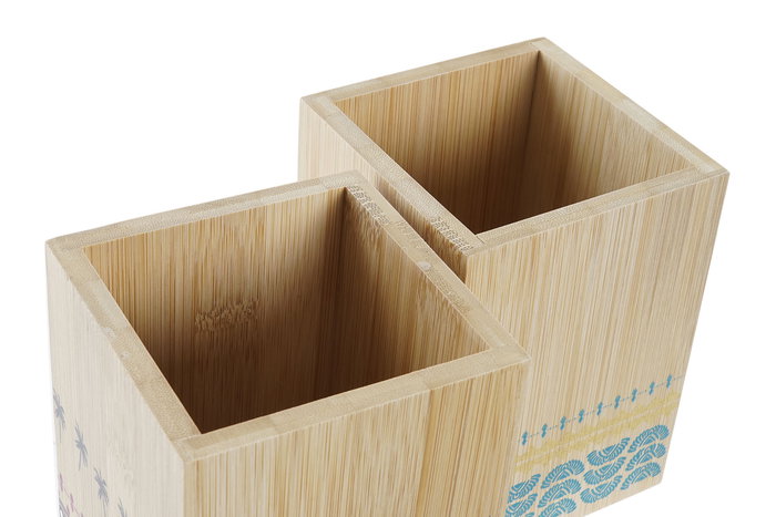 DKD Home Decor Cubertero Colonial Africa Gres Bambú Turquesa Granate 10 x 13.5 x 10 cm (4 Unidades)