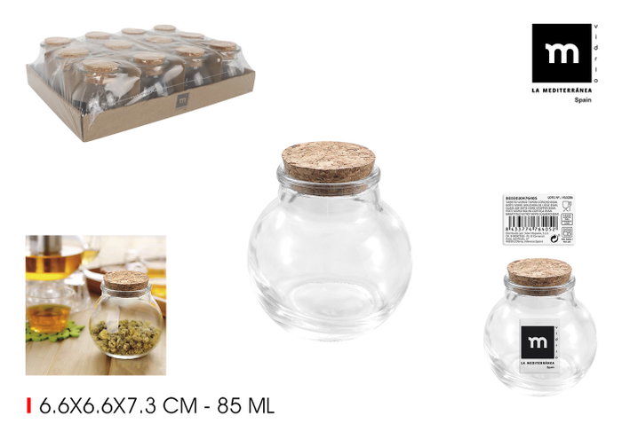 La Mediterranea Tarrito de Vidrio con Tapón de Corcho 85 ml (36 Unidades)bu La Mediterranea Tarrito de Vidrio con Tapón de Corcho 85 ml (36 Unidades)bu