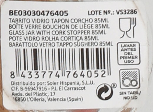 La Mediterranea Tarrito de Vidrio con Tapón de Corcho 85 ml (36 Unidades)bu