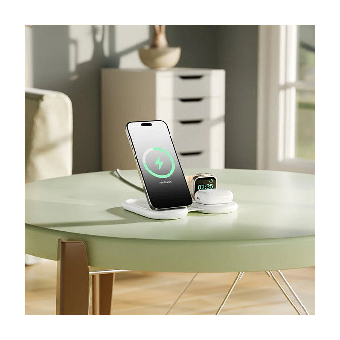 Alogic PackAway 3-in-1 Qi2 Wireless Charging Stand Blanco