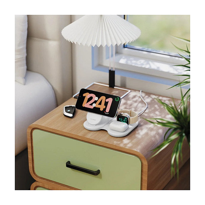 Alogic PackAway 3-in-1 Qi2 Wireless Charging Stand Blanco