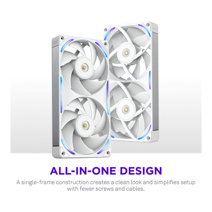 NZXT F240X RF-U24PN-W1 Ventilador RGB 240mm Blanco, Flujo Aire 104 CFM, FDB, PWM, 7 Aspas, Iluminación Multi-LED 24