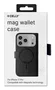Celly WALLYMAG Funda cartera para iPhone 17 Pro, con MagSafe, soporte de sobremesa, 3 bolsillos para tarjetas, imitación piel, negro