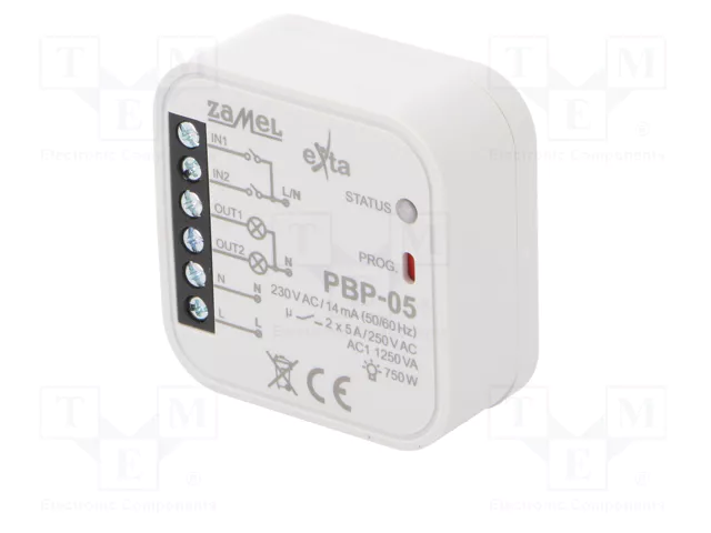 ZAMEL PBP-05 Relé de instalación biestable por impulsos NA x2