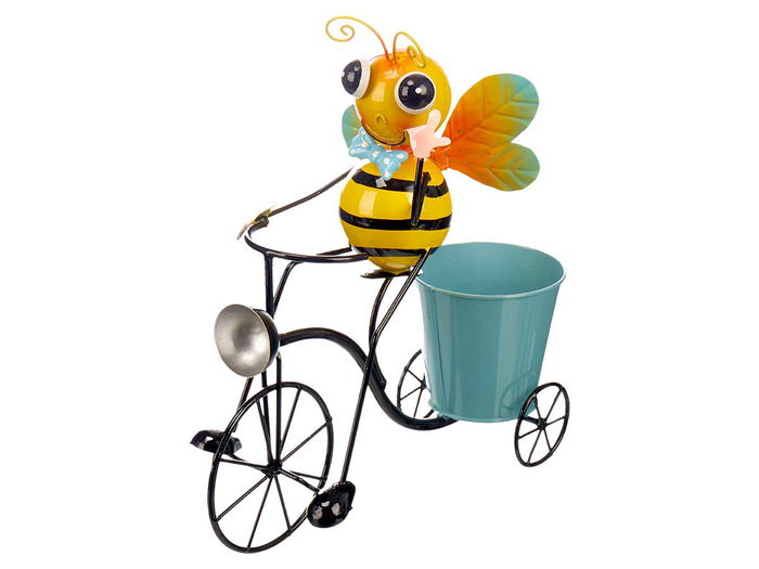 Ibergarden Macetero Bicicleta Abeja 31 x 35 x 13 cm Metal Amarillo Azul (Set de 6)