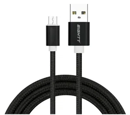 Eightt ECM-1B Cable USB 2.0 USB A a Micro USB B 1 m Negro Carga y Sincronización Datos 480 Mbps Cubierta Nylon Trenzado