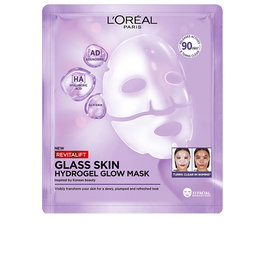L'Oréal Paris Revitalift Glass Skin Mascarilla Facial de Hidrogel Iluminadora, efecto piel de cristal en 90 minutos, hidratación profunda, 1 unidad