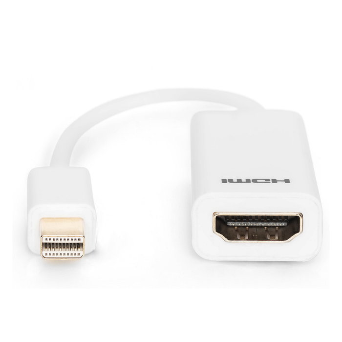 Digitus Mini DisplayPort a HDMI Cable Adaptador, Mini DisplayPort Macho/Hembra a HDMI Macho, Blanco, 0.15m