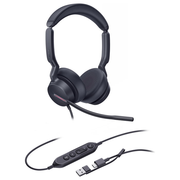 Yealink UH46 Dual UC Auriculares Diadema USB-C/A Negro Alámbrico Oficina/Centro de Llamadas