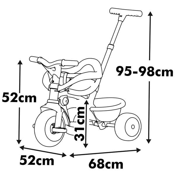 Smoby Triciclo Be Fun Confort Verde, para niños de 3 años, sin montaje, 68x52x52 cm