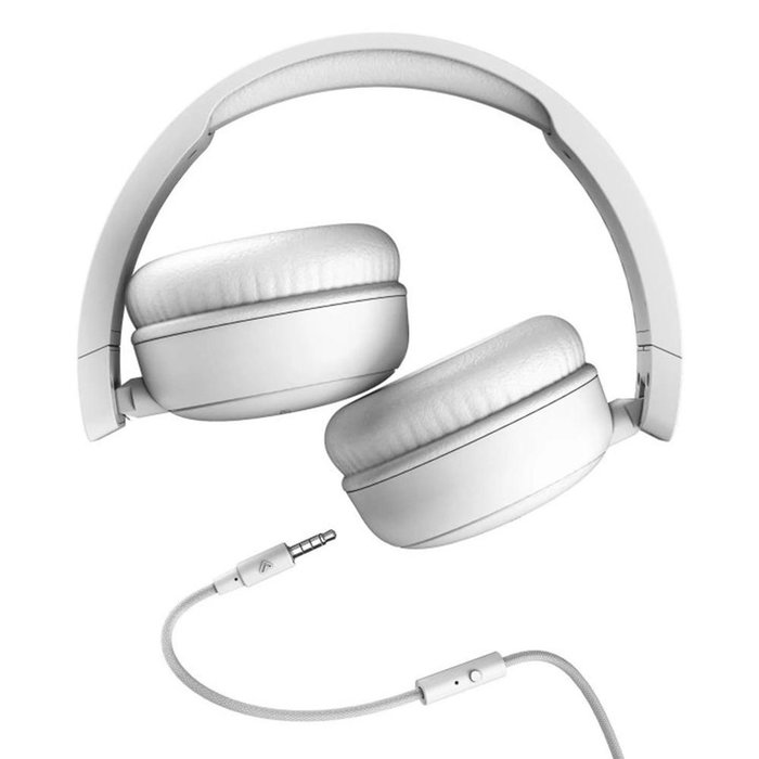 Energy Sistem FunVibe Auriculares Diadema Circumaural con Micrófono, Cable Extraíble Jack 3.5 mm, Blanco, 151g