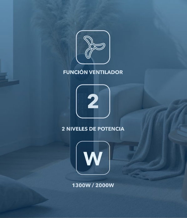 DAEWOO Calefactor cerámico PTC de torre 2000W con mando
