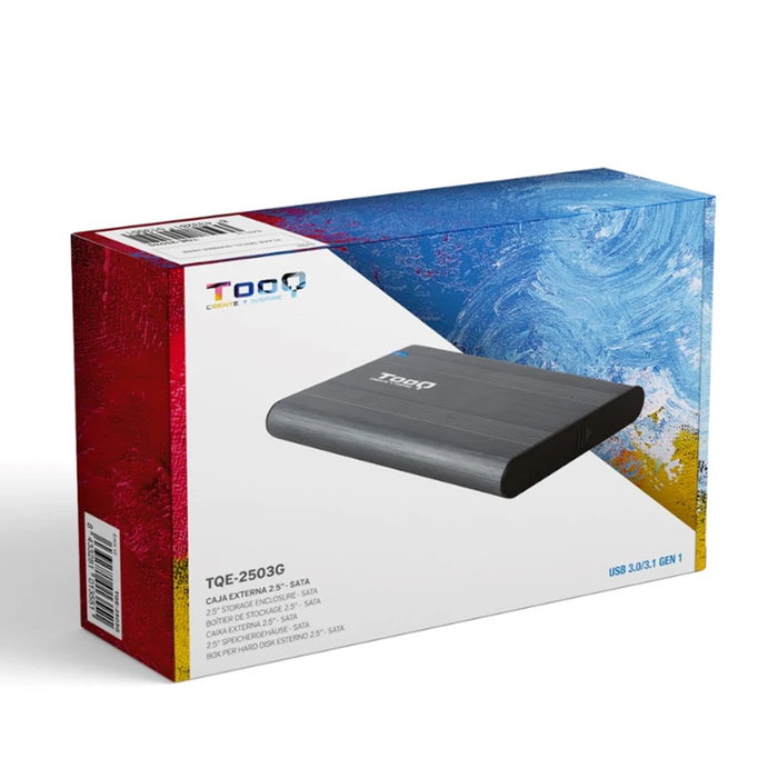 TooQ TQE-2503G Carcasa Externa para Discos 2,5” HDD/SSD, Gris