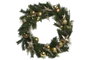 DKD Home Decor Corona LED PVC Verde y Dorado con 50 LEDs